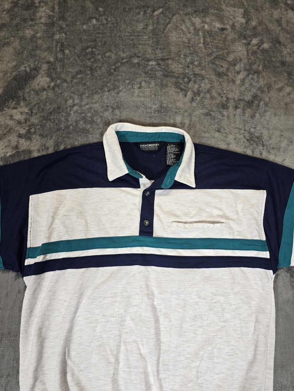 Vintage Knightsbridge Heavy Rugby Polo Size Large Ringer - Picture 2 of 5